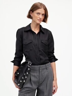 Madewell Classic Black Western Shirt in Linen Blend